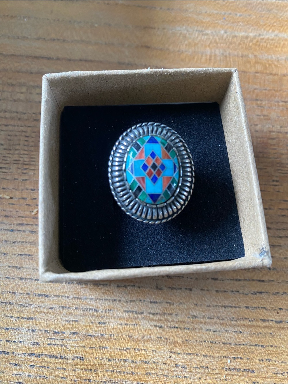 Carolyn Pollack Southwest Sterling Silver‎ Multi Stone Inlay Ring Size 9